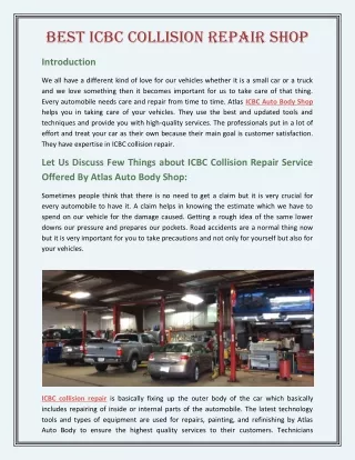 Best ICBC Collision Repair Shop