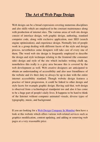 the art of web page design