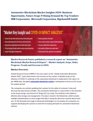 automotive blockchain market insights 2020