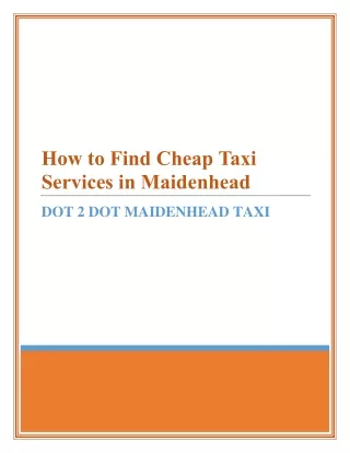 How To Find Cheap Taxi Services in Maidenhead