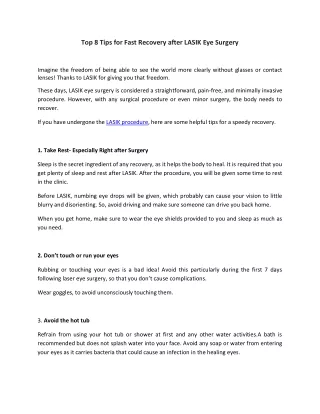 top 8 tips for fast recovery after lasik