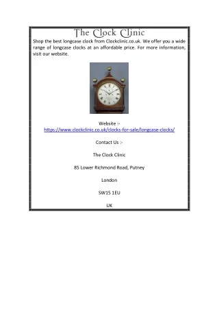 Longcase Clocks for Sale | Clockclinic.co.uk