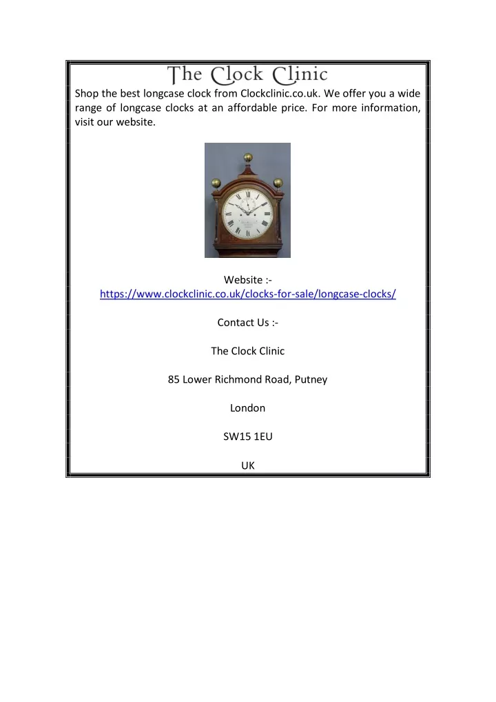 shop the best longcase clock from clockclinic