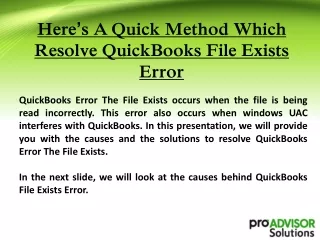 Here’s A Quick Method Which Resolve QuickBooks File Exists Error