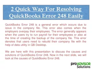 2 Quick Way For Resolving QuickBooks Error 248 Easily