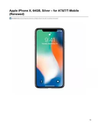 Apple iPhone X, 64GB, Silver – for AT&T/T-Mobile (Renewed)