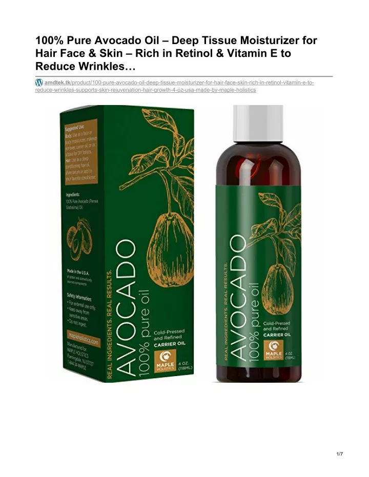 100 pure avocado oil deep tissue moisturizer