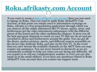 Roku AfrikaSTV Com Account