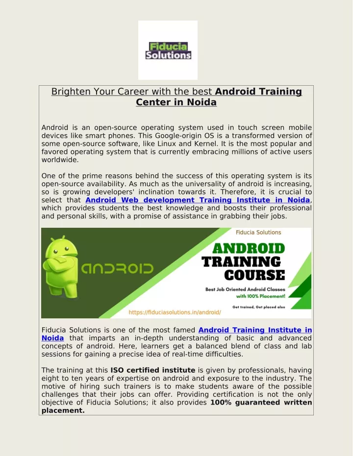brighten your career with the best android