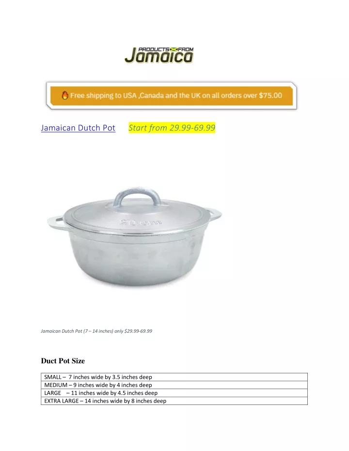 Jamaican Dutch Pot 4 Piece Set Cast Iron Dutch Pot Dutchie or Dutchy Made  in Jamaica and Free Shipping 