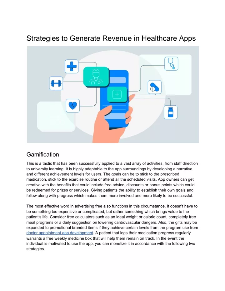 strategies to generate revenue in healthcare apps