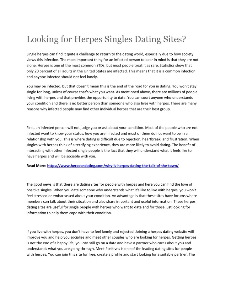 looking for herpes singles dating sites