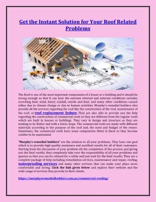 get the instant solution for your roof related