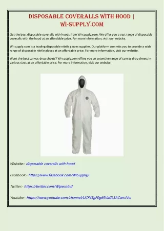 Disposable Coveralls With Hood | Wi-supply.com
