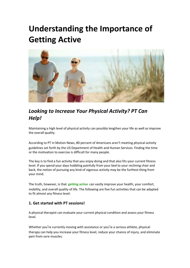 understanding the importance of getting active