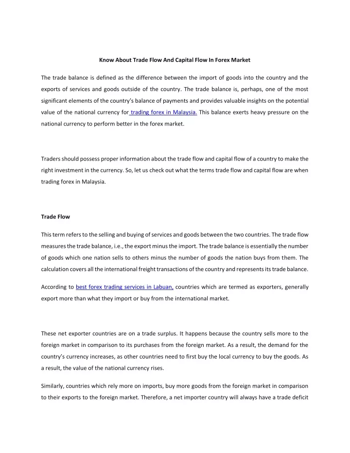 know about trade flow and capital flow in forex