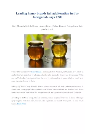 leading honey brands fail adulteration test