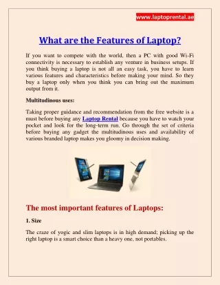 What are the Features of Laptop?