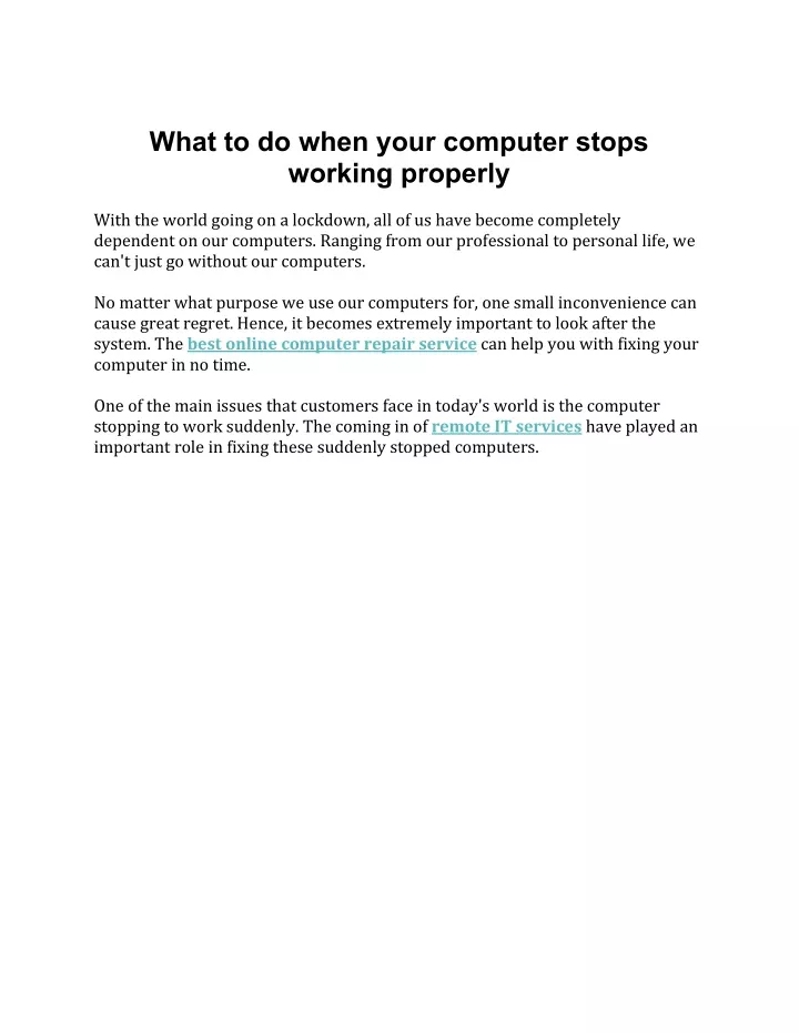 what to do when your computer stops working
