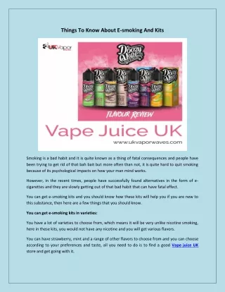 things to know about e smoking and kits