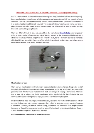 haworth locks and key a popular choice of locking