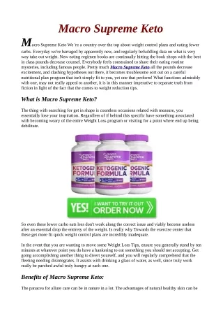 Macro Supreme Keto Reviews "Where to Buy" Benefits & Side Effects (Website)!