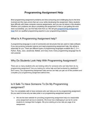 Programing Assignment Help