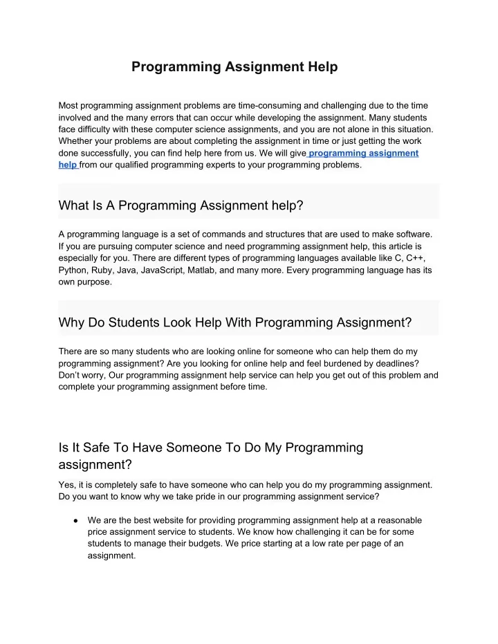 programming assignment help most programming