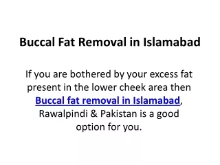 Buccal Fat Removal in Islamabad