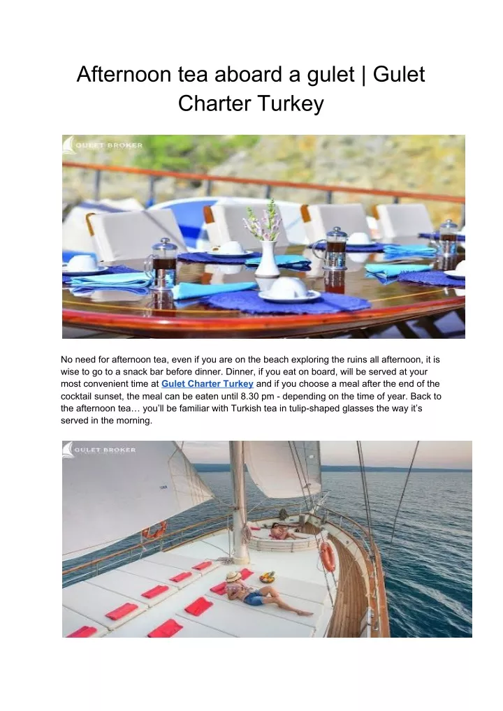 afternoon tea aboard a gulet gulet charter turkey