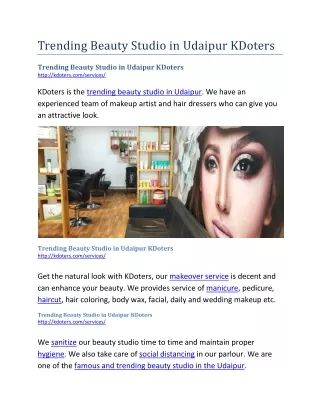 trending beauty studio in udaipur kdoters