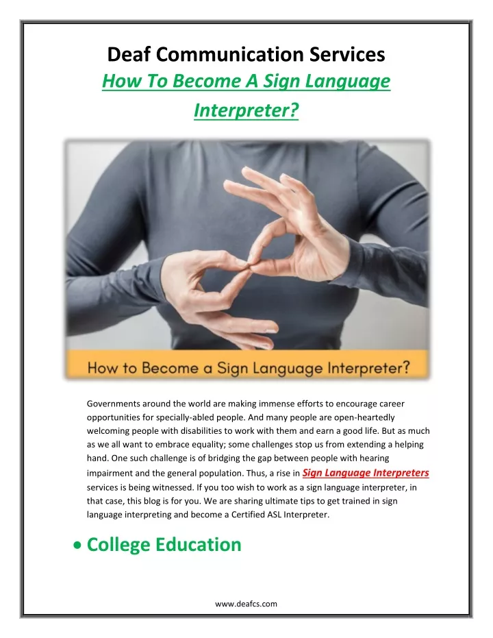 deaf communication services how to become a sign
