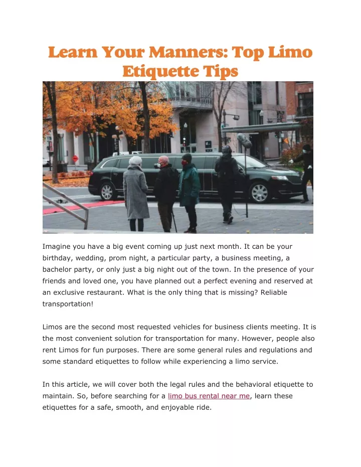 learn your manners top limo etiquette tips