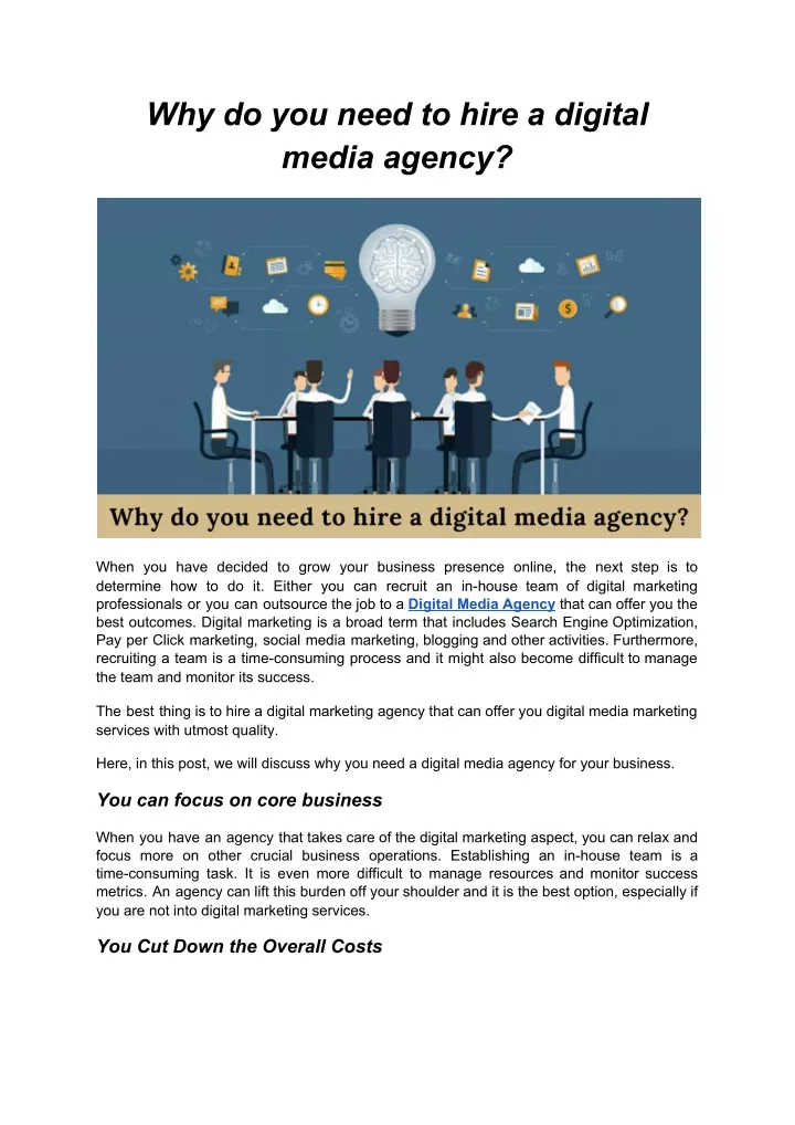why do you need to hire a digital media agency
