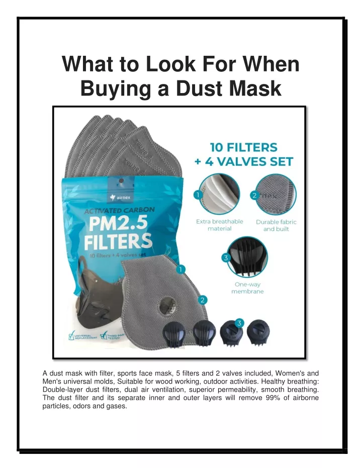 what to look for when buying a dust mask