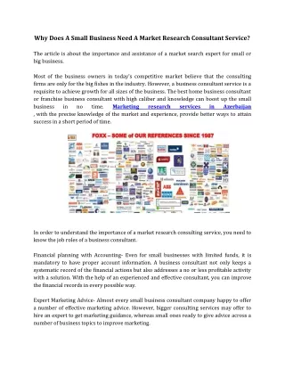 why does a small business need a market research