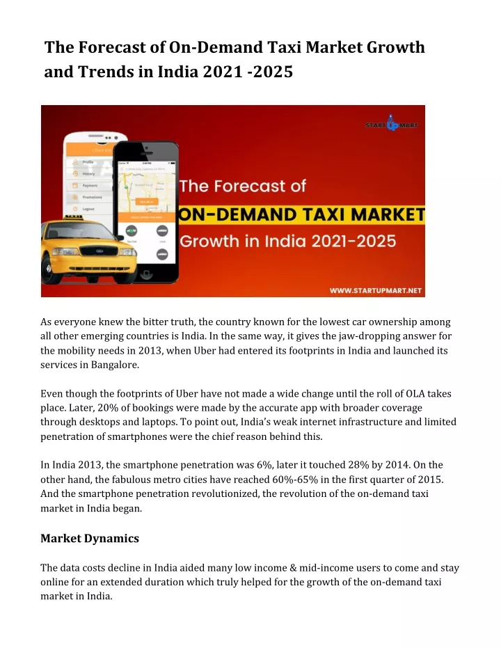 the forecast of on demand taxi market growth
