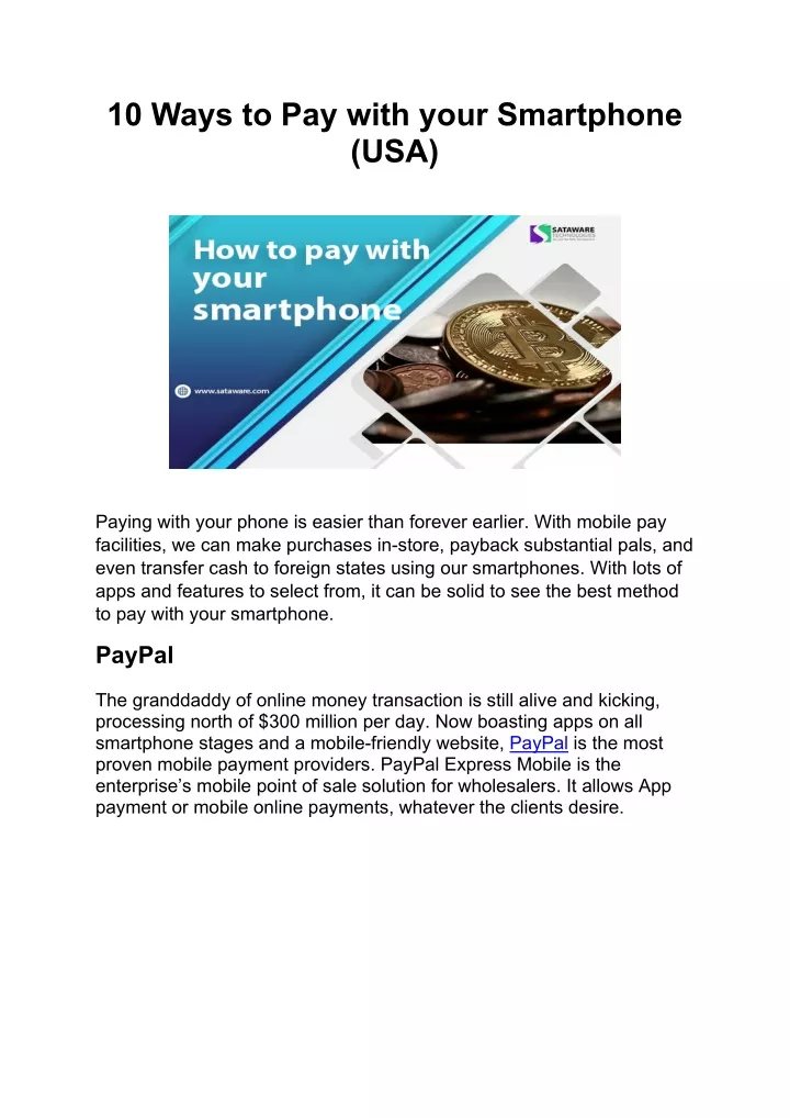 10 ways to pay with your smartphone usa