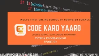 Python Part2 CodeKaroYaaro