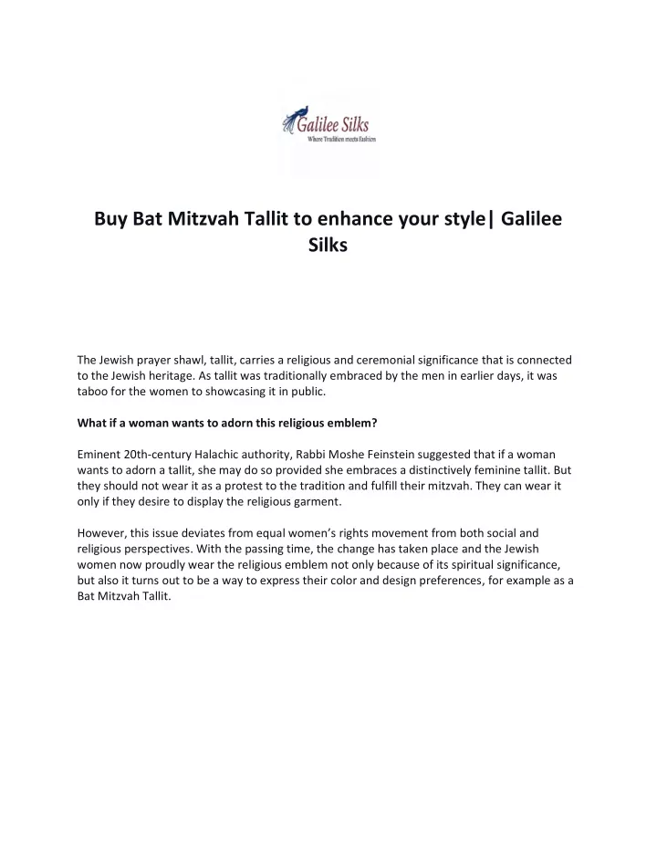 buy bat mitzvah tallit to enhance your style