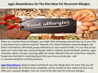 Lygia Alexandrescu On The Diet Ideas For Recurrent Allergies
