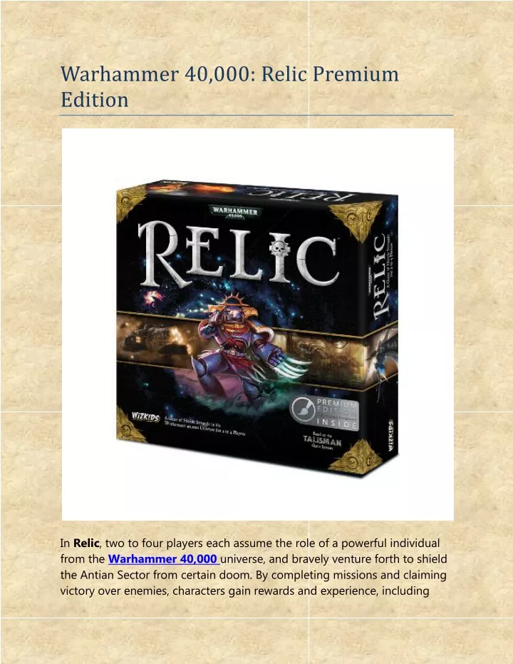 warhammer 40 000 relic premium edition