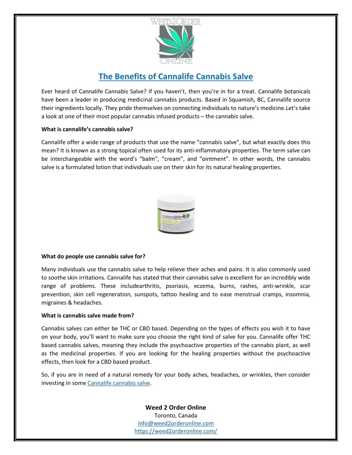 the benefits of cannalife cannabis salve