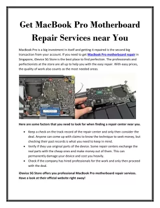 Get MacBook Pro Motherboard Repair Services near You