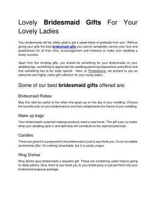 Lovely Bridesmaid Gifts For Your Lovely Ladies