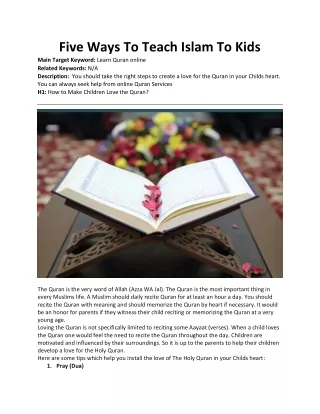 Five Ways To Teach Islam To Kids