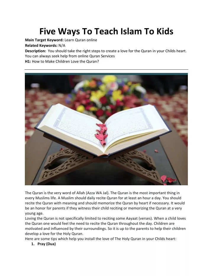 five ways to teach islam to kids main target