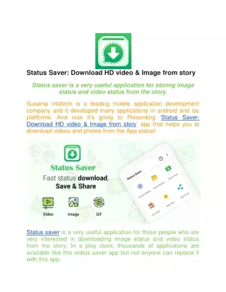 Status Saver: Download HD video & Image from story