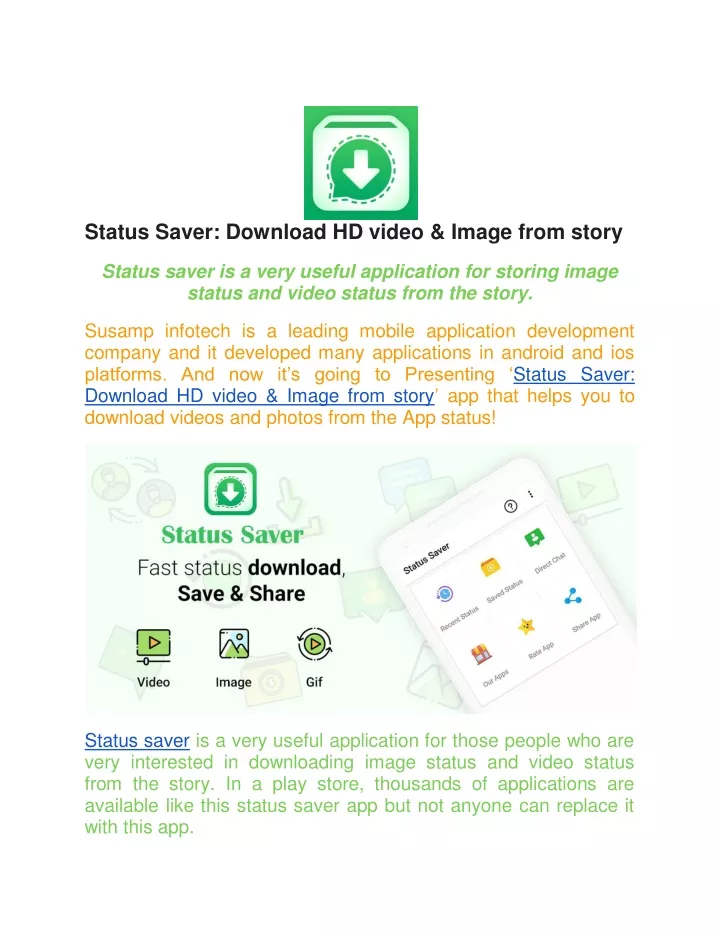 status saver download hd video image from story