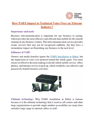 how pabx impact to technical voice over